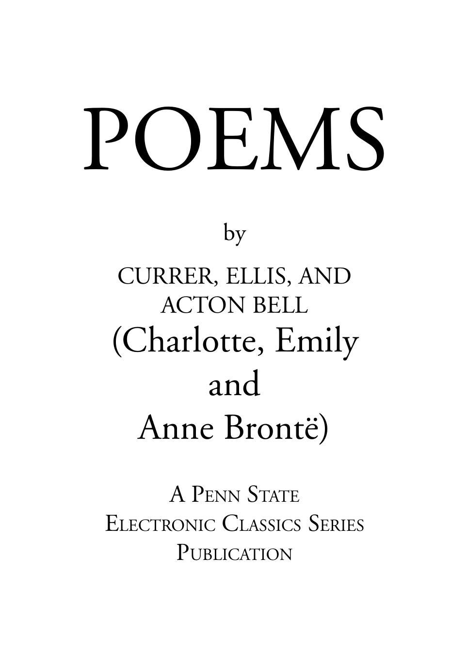 Emily And Anne Bronte Poems